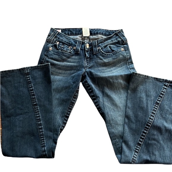 True Religion Denim - TRUE RELIGION JEANS WIDE LEG FLARE size 28 dark denim.